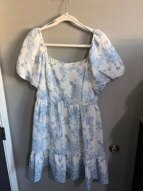 blu pepper velvet dress | Dresses | Blupepper Brown Mini Hidden Back Zipper Details ISLAND_31 Blue White Flower Dress, Items:Whole Set